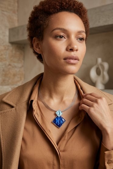 Dual Diamond Wire Cascade Necklace