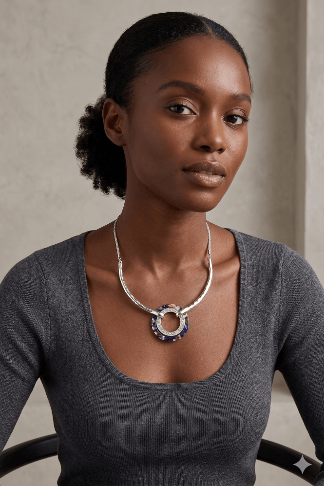 Majique London Dual Open Ring Pendant Necklace