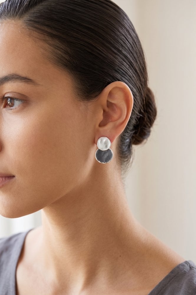 Majique London Dual Ring Glam Stud Earring