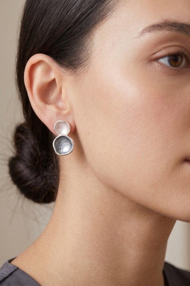 Majique London Dual Ring Glam Stud Earring