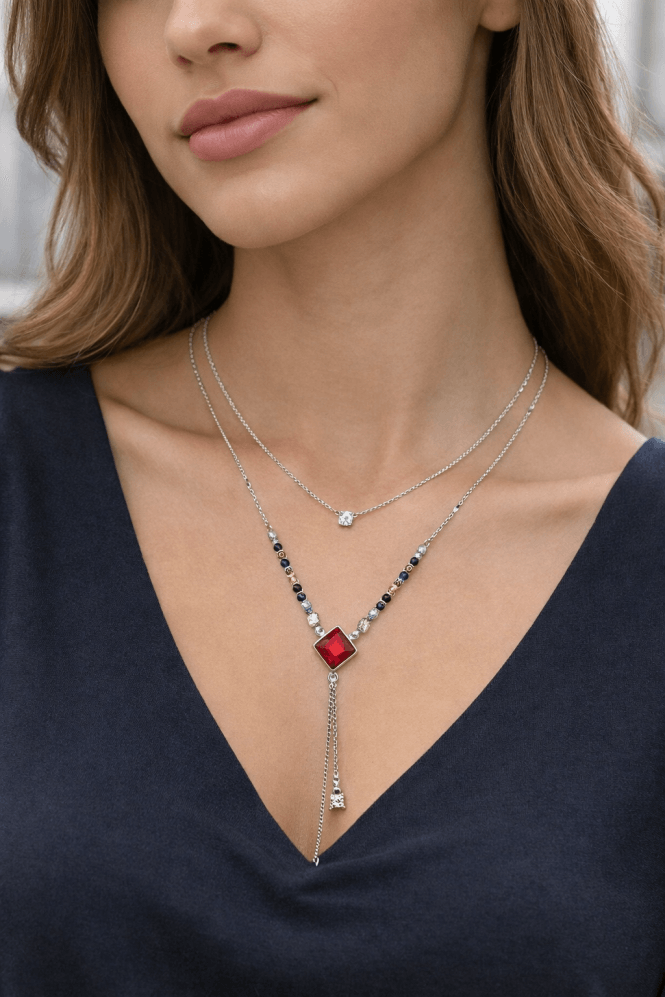 Majique London Dual Strand Multicoloured Gemstone Necklace