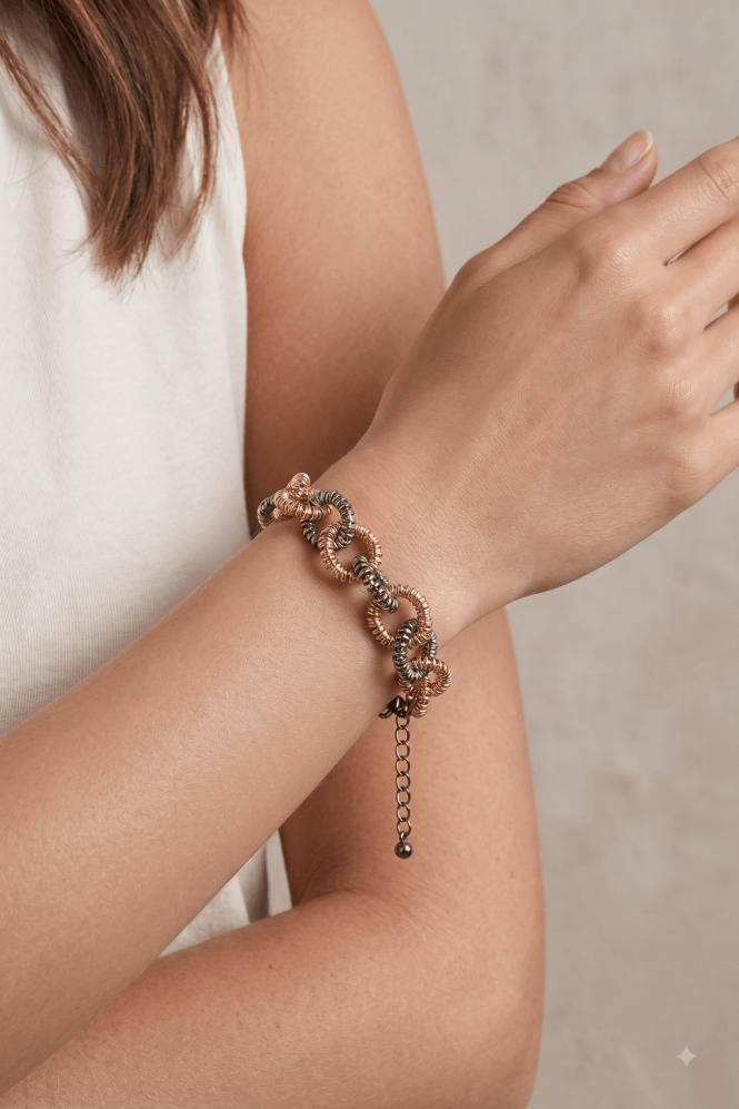 Majique London Dual Tone Link Bracelet
