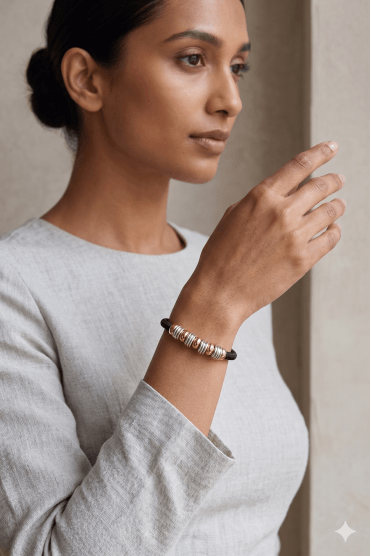 Dual Tone Ring Charm Cord Bracelet