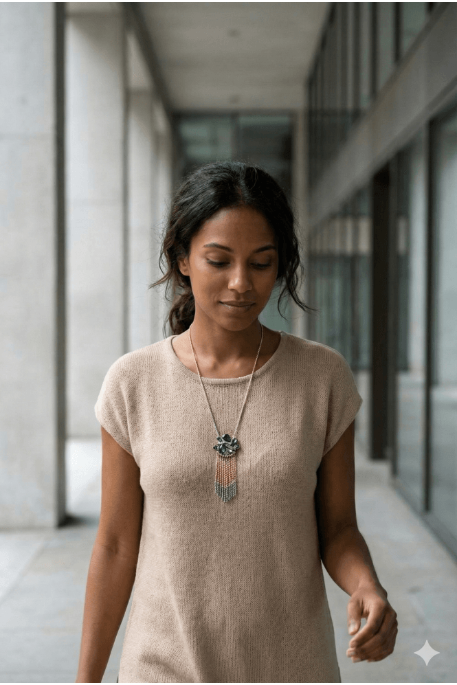 Majique London Dual-Tone Stone Pendant Necklace