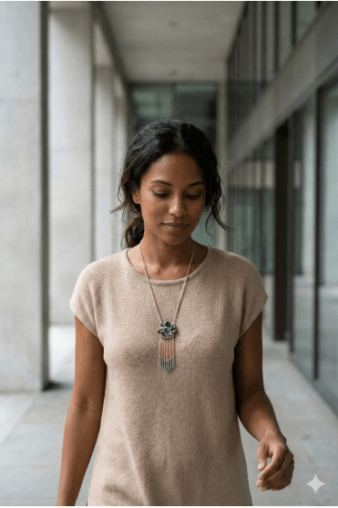 Dual-Tone Stone Pendant Necklace