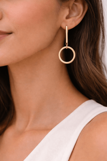 Elegant Bar And Ring Earring