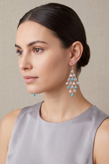 Elegant Pearl & Crystal Fish Hook Earring