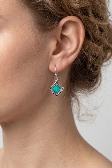 Elegant Rhodium Gem Drop Earring