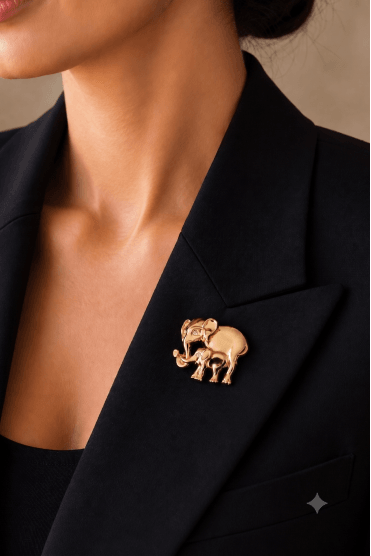 Elephant Family Love Brooch