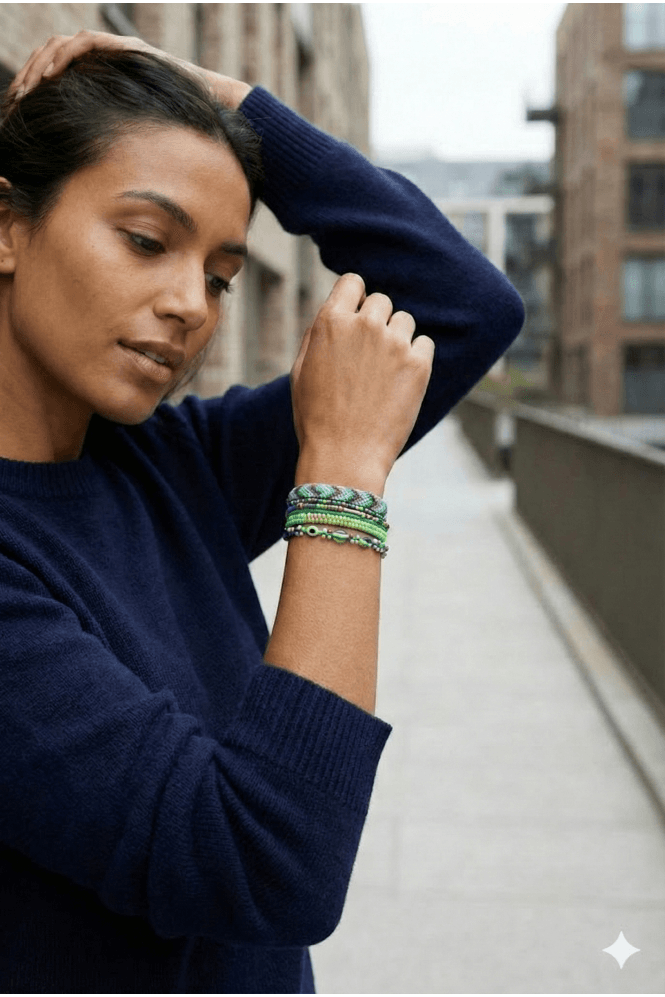 Majique London Emerald Eye Woven Bracelet