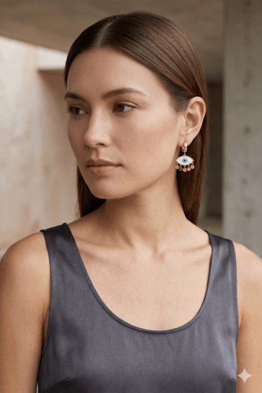 Enamel Eye Huggie Earrings