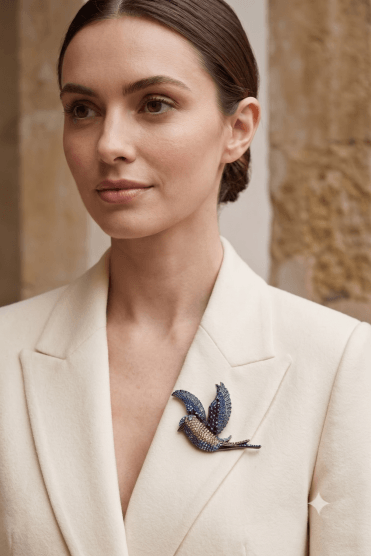 Ethereal Avian Majesty Brooch With Multicoloured Gems