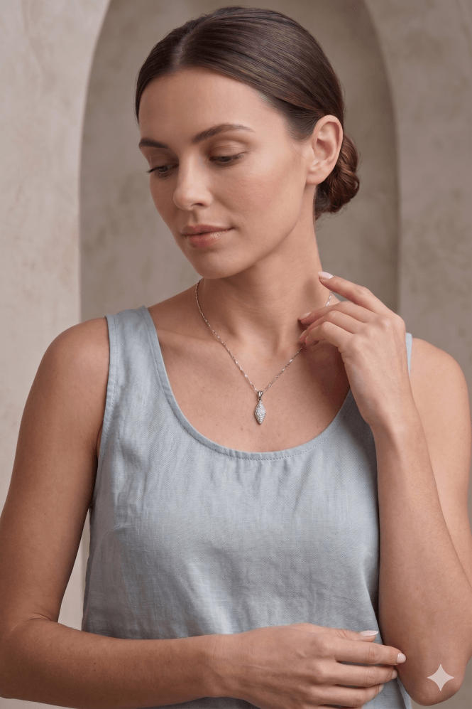 Majique London Ethereal Fusion Chain Necklace With Crystal Prism Pendant