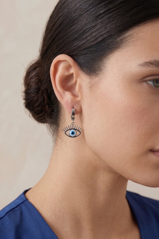 Majique London Evil Eye Enamel Huggie Earrings