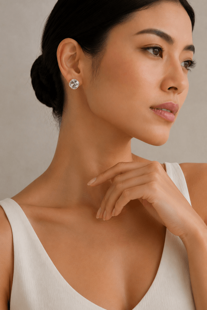 Majique London Facet Luxe Gold Square Earring