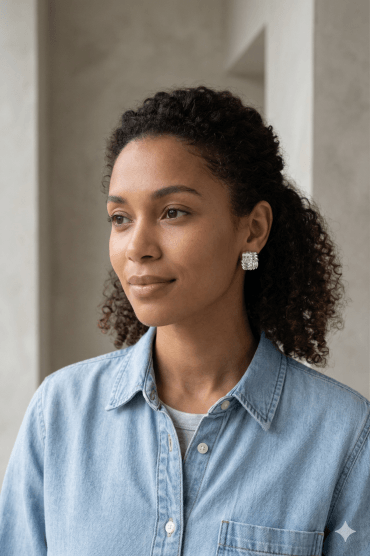 Fan Flare Geometric Square Stud