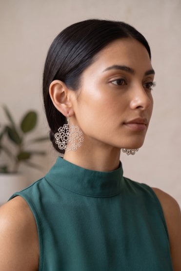 Fish Hook Earrings With Filigree Drop Design