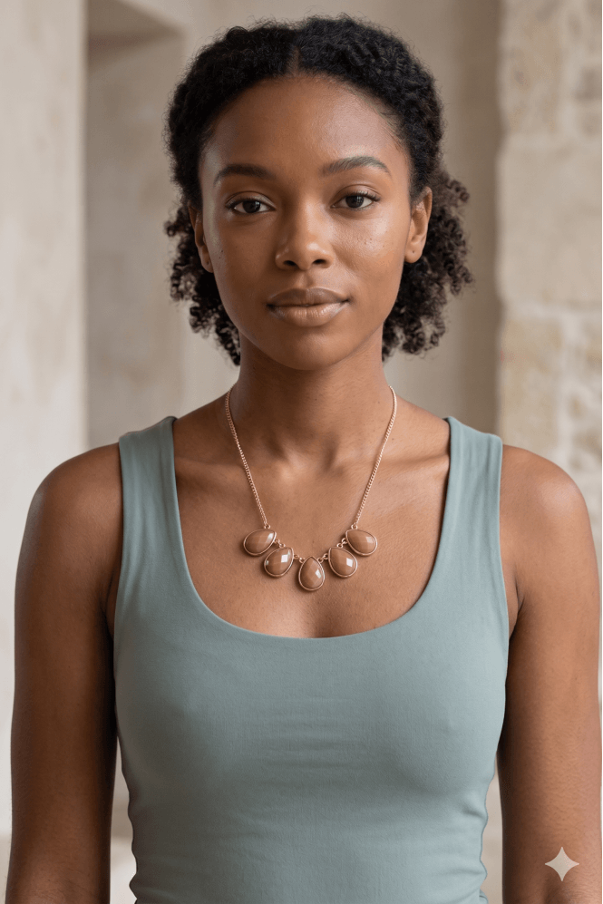 Majique London Five Drop Worn Gold Chain Necklace