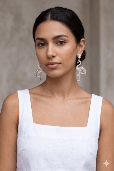 Flamingo Crystal Drop Earring