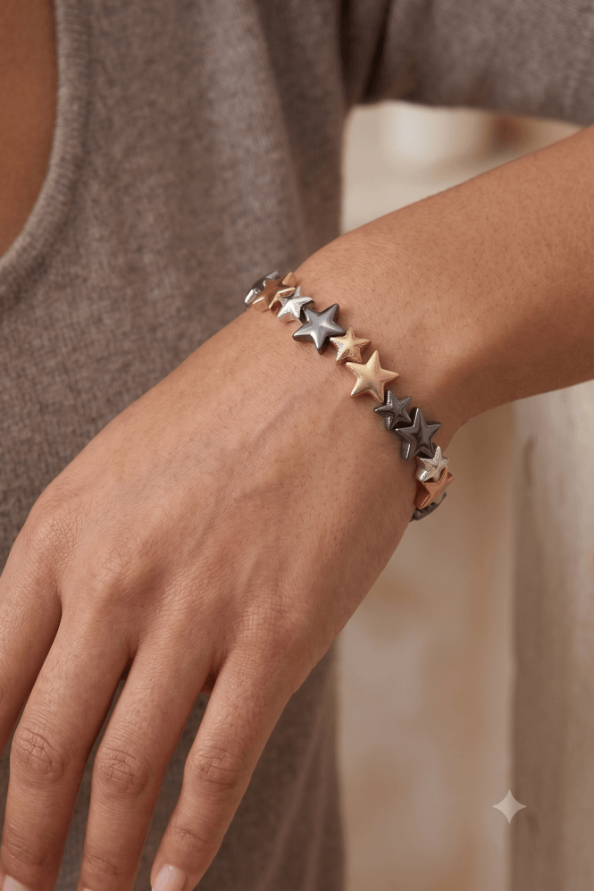 Majique London Four Star Matte Stretch Bracelet