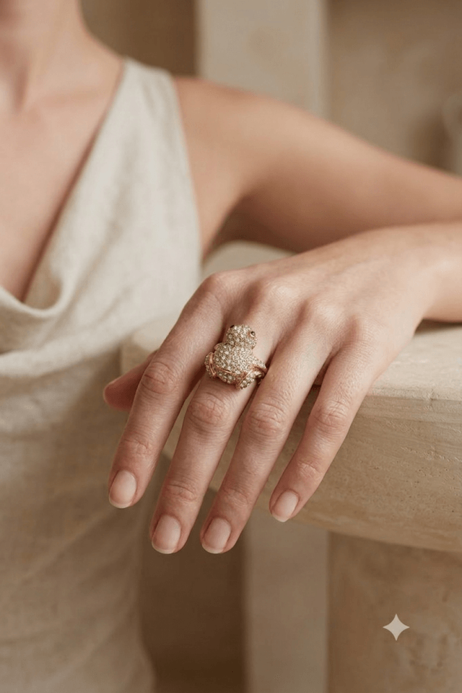 Majique London Frog Luxe Spark Ring