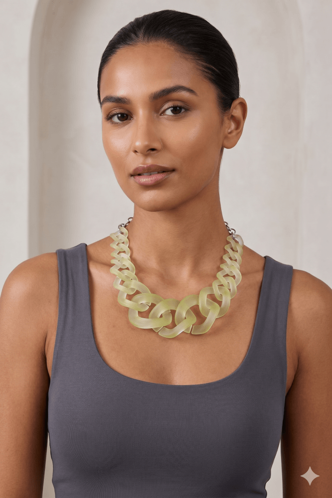 Majique London Frosted Prism Chunky Link Statement Necklace