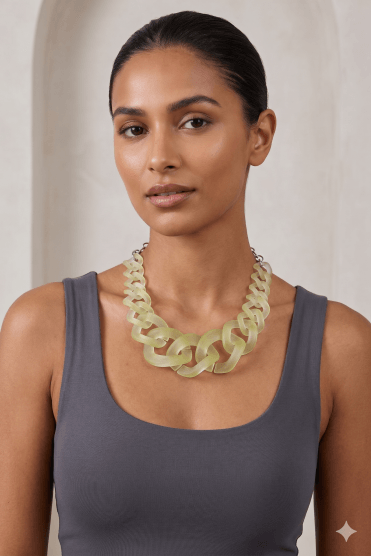 Frosted Prism Chunky Link Statement Necklace