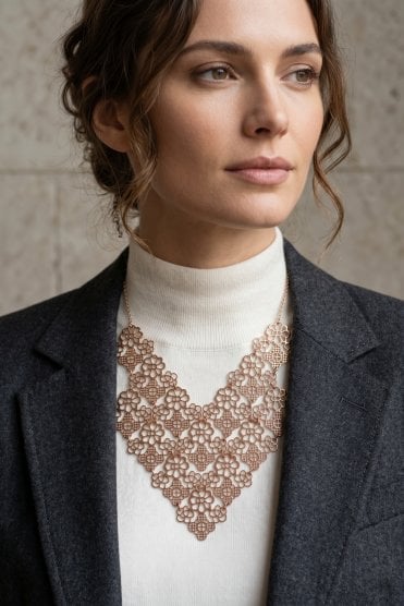 Geo Filigree Chain Statement Necklace