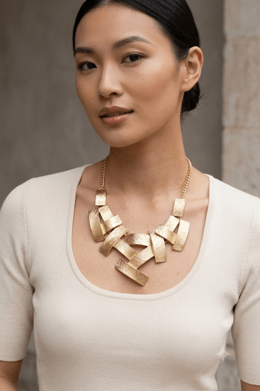 Geo Texture Statement Chain Necklace