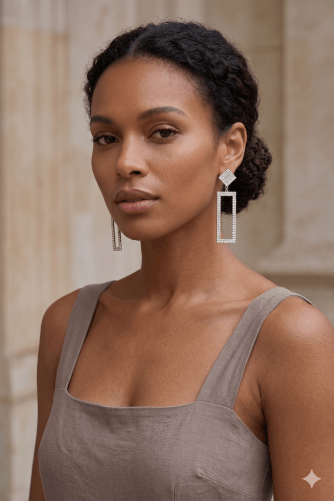 Majique London Geometric Crystal Cascade Earring