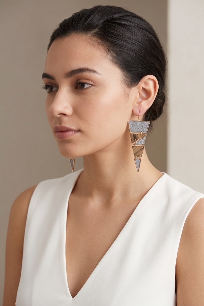 Majique London Geometric Triangle Drop Hook Earrings