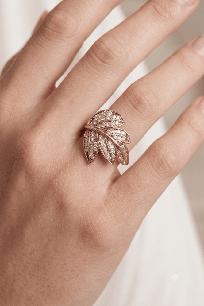Majique London Gilded Bloom Leaf Ring