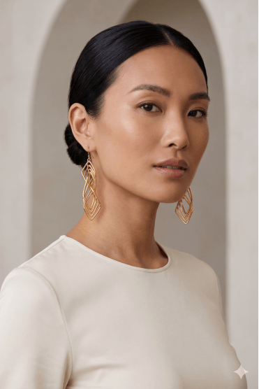 Gilded Diamond Drop Fish Hook Earrings