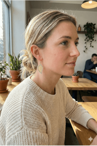 Gilded Filigree Leaf Drop Earrings