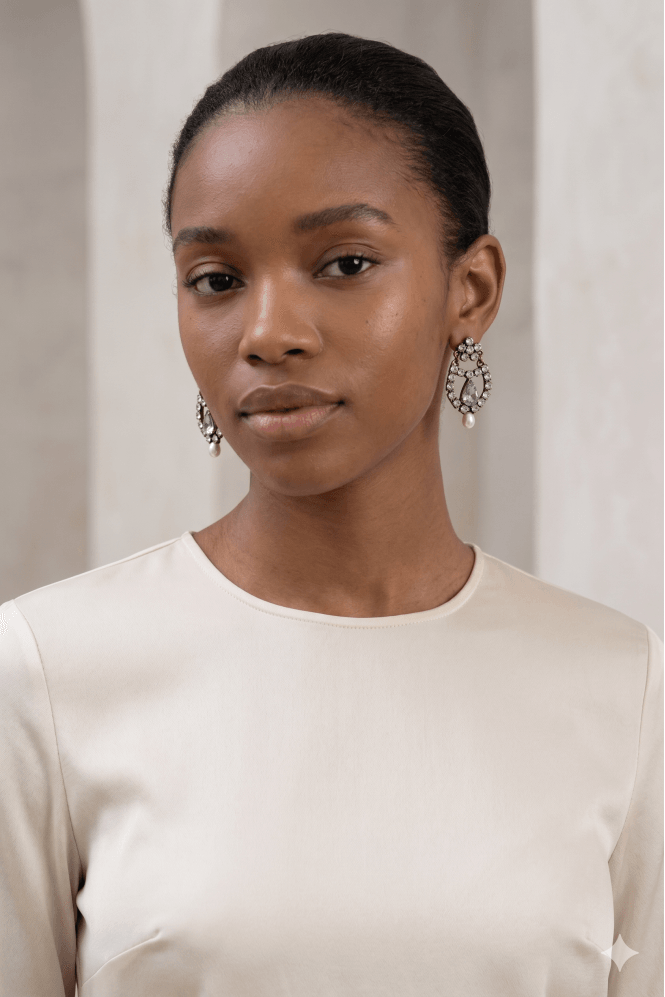 Majique London Gilded Pearl & Crystal Chandelier Earrings