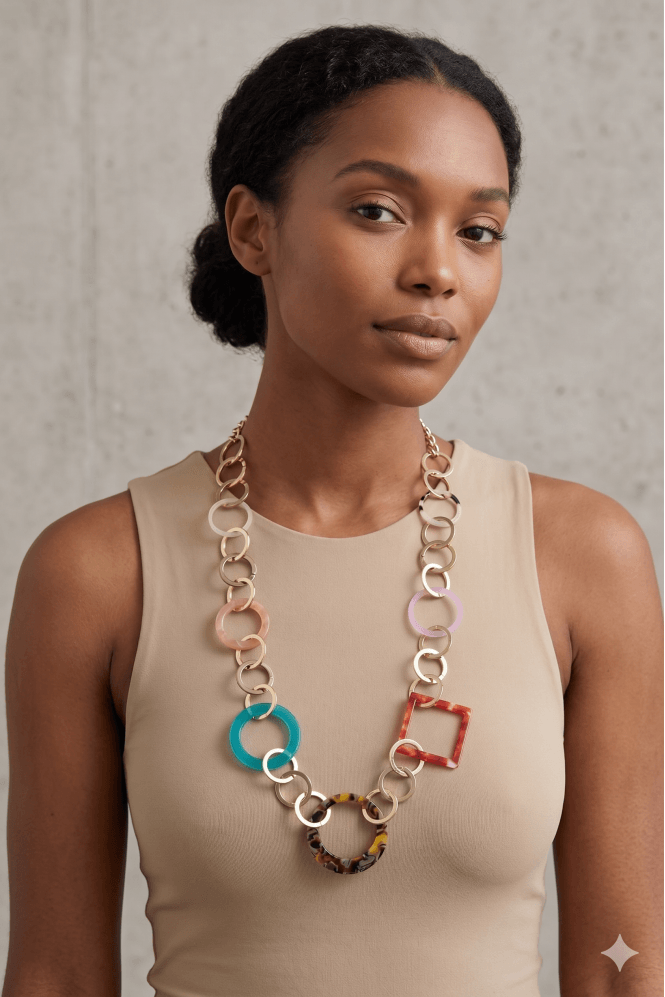 Majique London Glam Geometric Resin Necklace