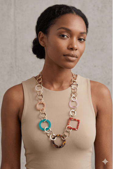 Glam Geometric Resin Necklace