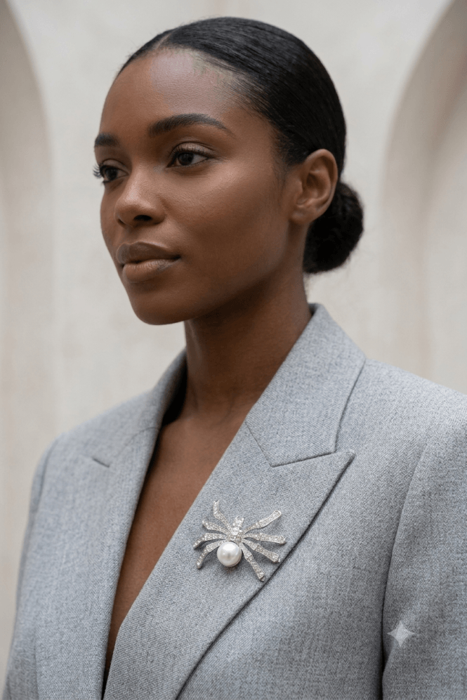 Majique London Glamour Spider Pearl Brooch