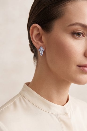 Gleam & Grace Silver Cross Earrings With Cubic Zirconia