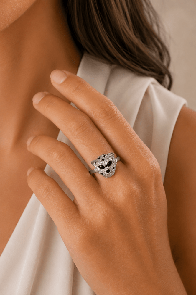 Majique London Gleaming Leopard Ring