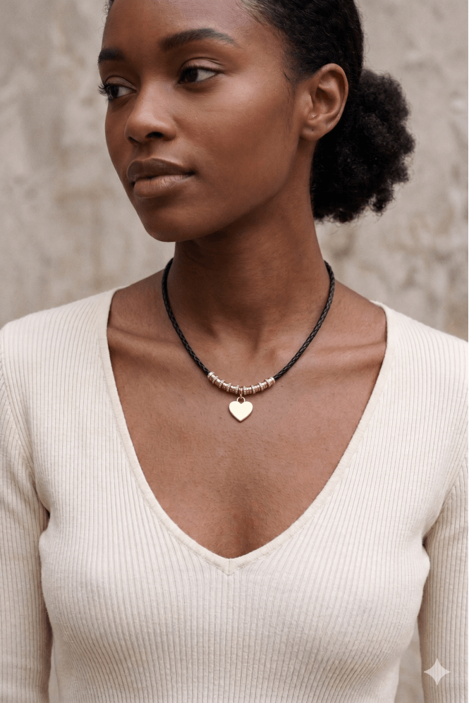 Majique London Glimmering Heart Cord Necklace