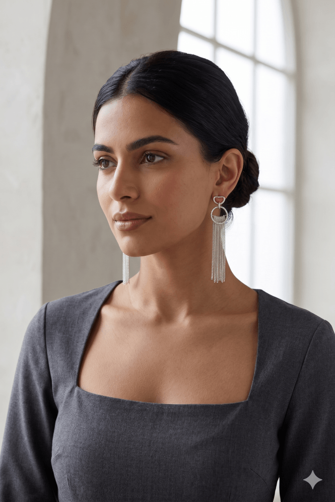 Majique London Glimmering Silver Cascade Dangle Earring