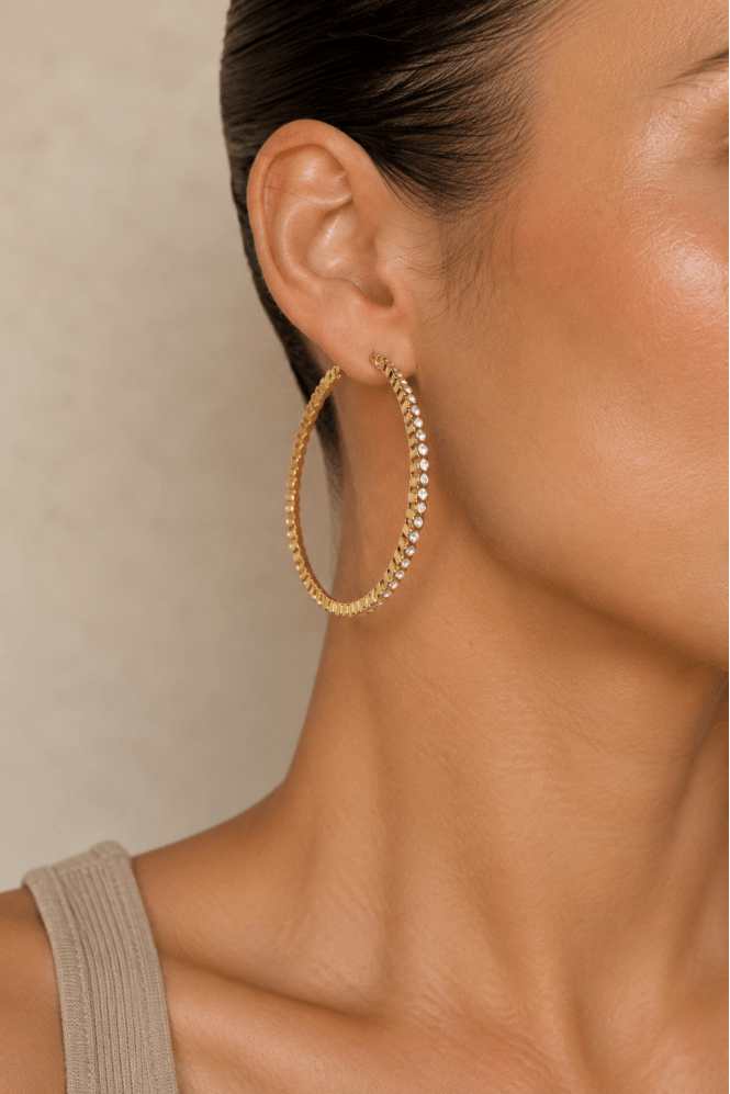 Majique London Glitz Curve Hoop Earring