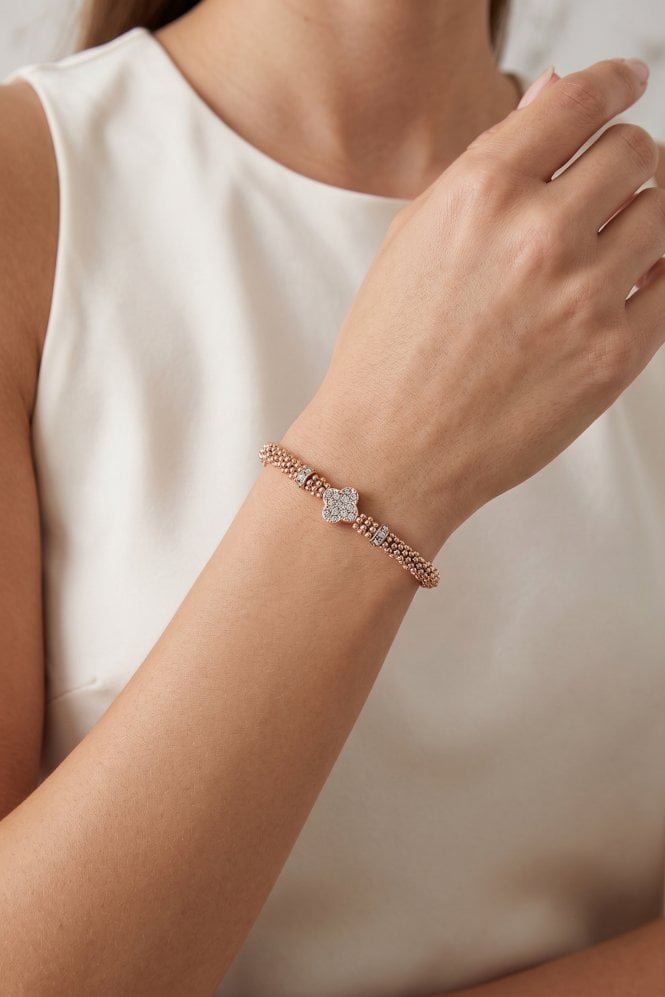 Majique London Gold Bracelet with Crystal Clover Charm