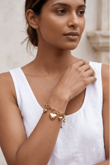 Gold Heart Ball Chain Bracelet