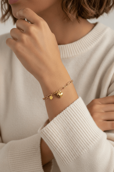 Gold Heart Charm Bracelet