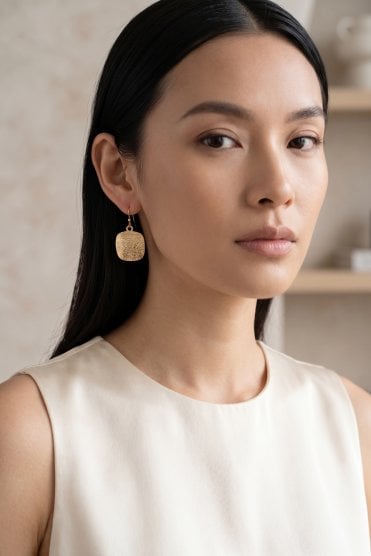 Gold Vibe Square Drop Earring