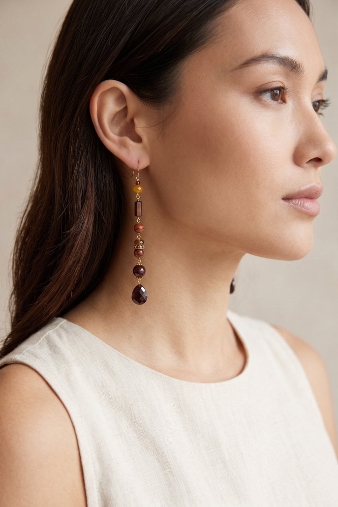 Majique London Golden Amber Drop Earring