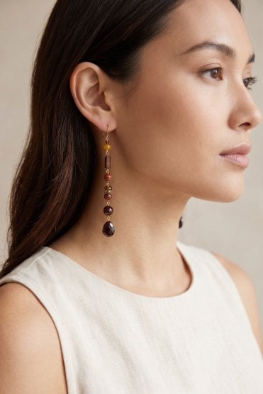 Golden Amber Drop Earring