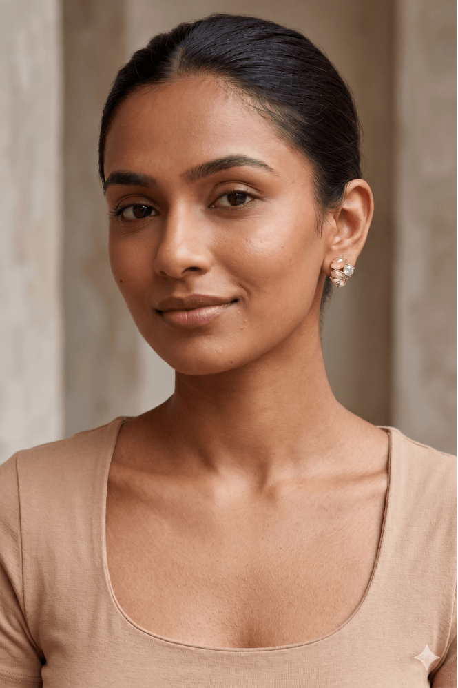Majique London Golden Crystal Oval Stud Earring